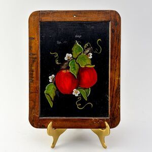Primitive Folk Art Apple Chalkboard Wall Decor Portugal Farmhouse 8.25 x 6.75